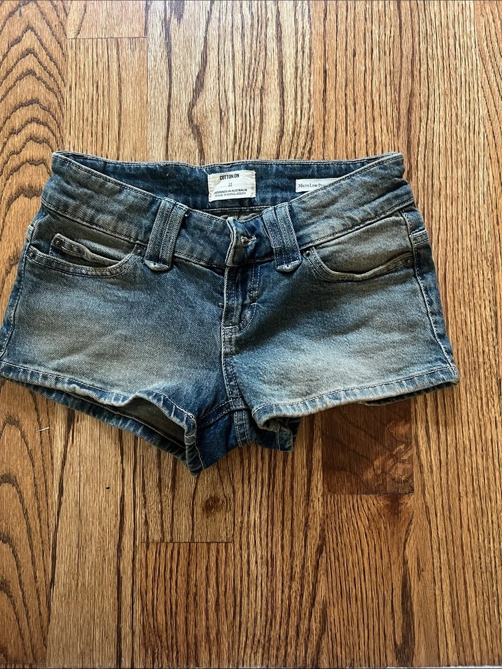 Cotton On Girls' Denim Shortie Shorts - Blue Wash